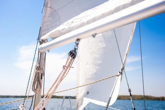 sailing boat details yacht on the sea