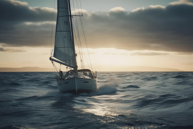 Sailing boat at sea Neural network AI generated