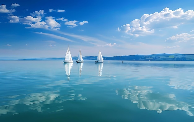 Photo sailing boats on the lake balaton in hungary in summer