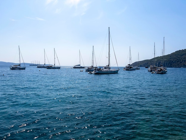 The sailing boats on the Mediterranean Sea