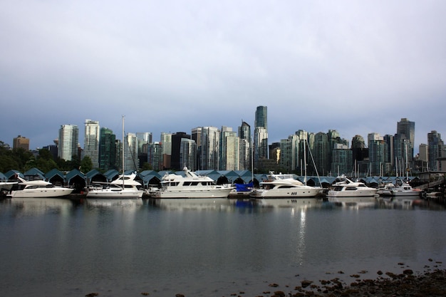 Sailing boats and yachts in Vancouver Harbour Canada