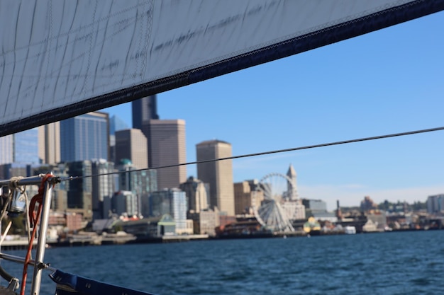 Sailing on the lake near downtown seattle