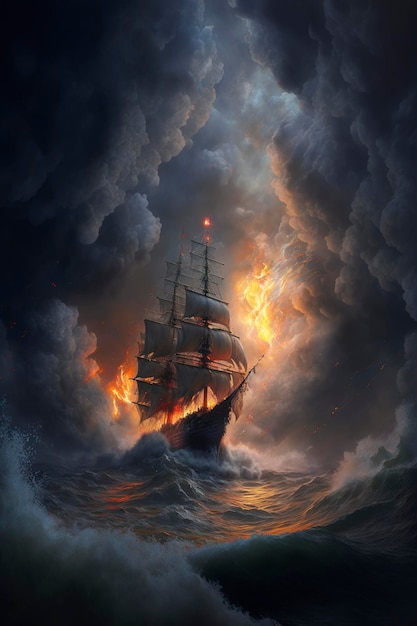 Sailing on the raging waves of a raging ocean storm