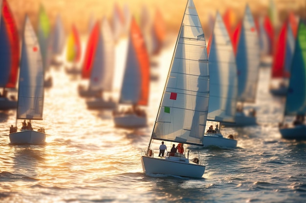 Sailing Regatta Colorful Sail Yachts in Racing Action