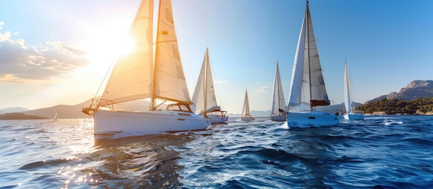 Sailing at Sunset with the Sun Glistening on the Water