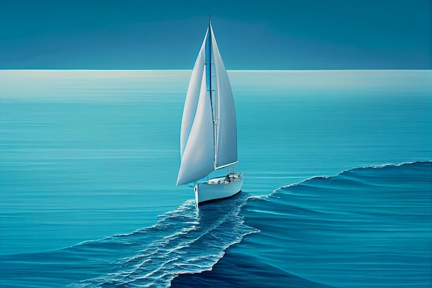 Sailing yacht on sea water speed and adventure generative AI