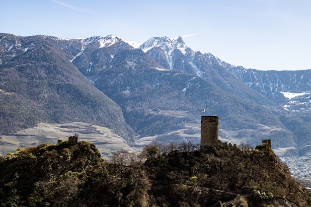 Saillon Switzerland  Saillon Castle Pierre Avoi and vineyards in Spring Farinet hike