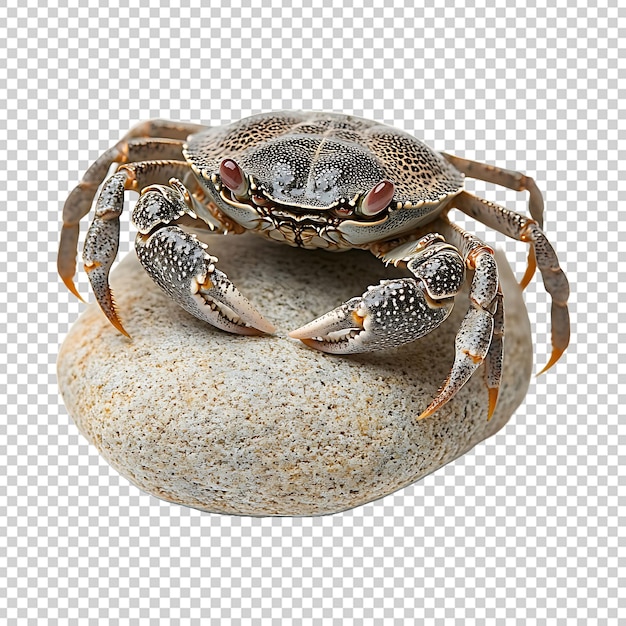 Photo a sailor crab on a stone isolated on transparent background