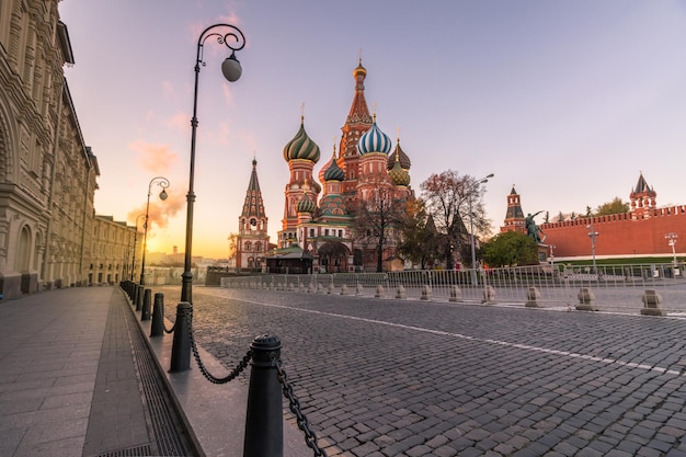 Saint Basil's Cathedral in Red Square at sunrise. Moscow, Russia.