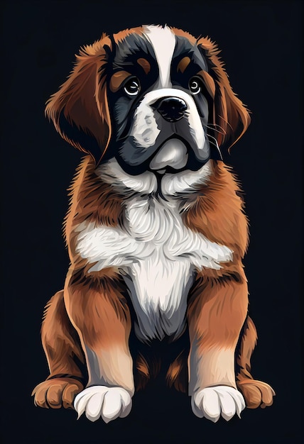 Saint Bernard Cute Puppy Dog High Quality Print vector Art Graphic print