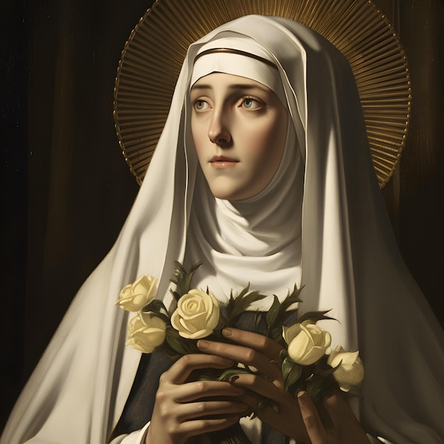 Saint Catherine of Siena painting illustration Generative Ai St Catherine is a famous catholic saint