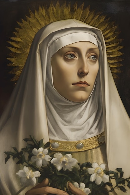 Saint Catherine of Siena painting illustration Generative Ai St Catherine is a famous catholic saint