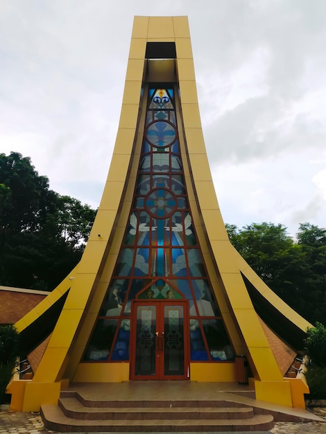 Saint Judas Thadeus Chapel Catholic Church of christ in Batam Riau Islands Indonesia beautiful architecture at he front view