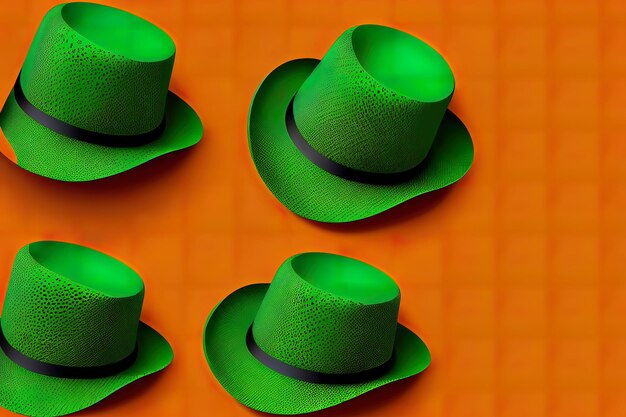 Saint patricks day design with top hat and horseshoe over orange background Generative Ai