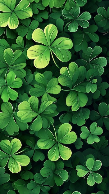 Saint Patricks day green background Green Irish clover leaves pattern grass leaves ireland spring