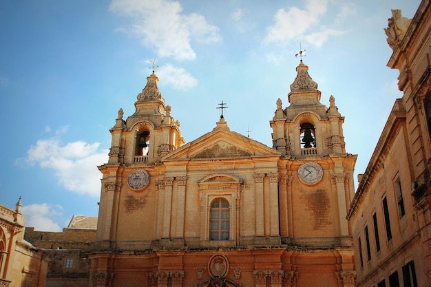 Saint Pauls Cathedral designed by the architect Lorenzo Gafa in Mdina Malta