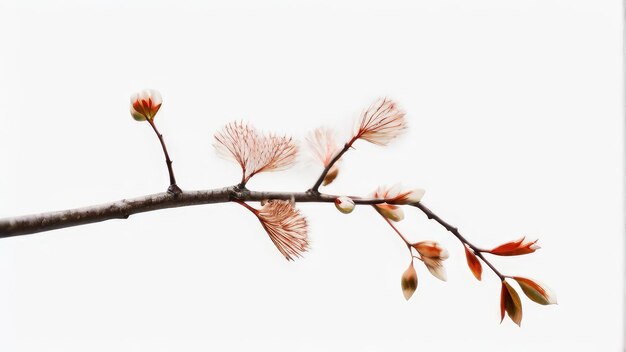 Photo sakura branch on a white backdrop