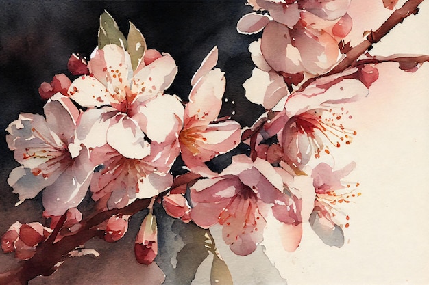 Sakura Close Up watercolor