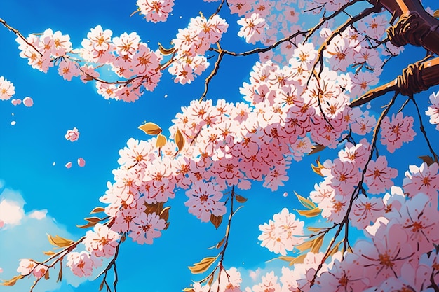 Sakura closeup and blue sky