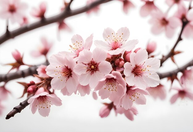 Sakura flower cherry blossom isolated on white background Shallow depth Soft toned