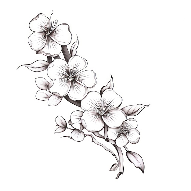 Photo sakura flower pattern drawing nature