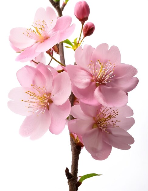 sakura flowers of pink color isolated on white background