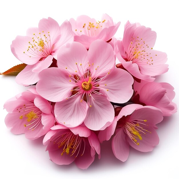 sakura flowers of pink color isolated on white background