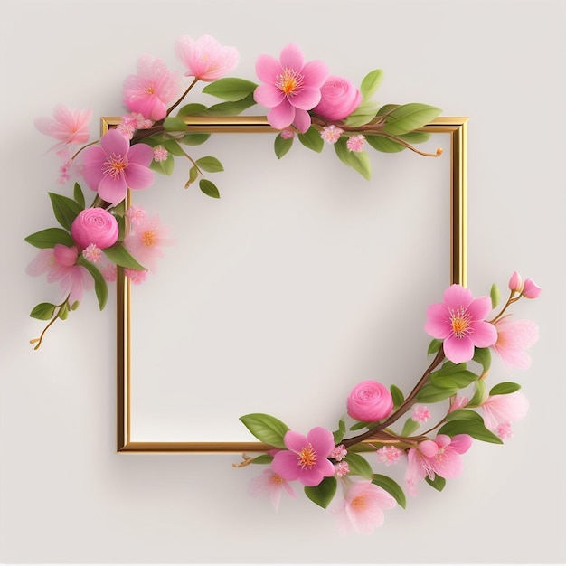 Sakura frame on white background aigenerated