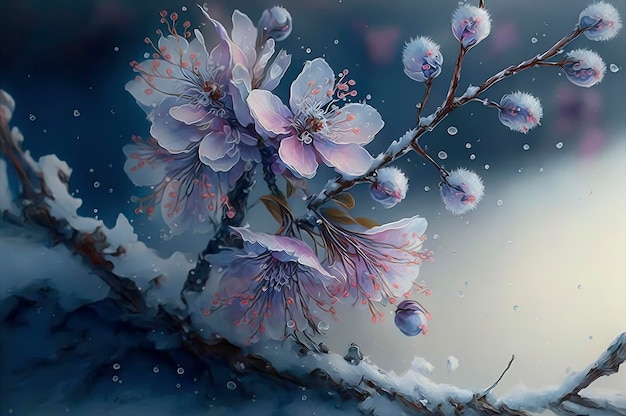 Sakura tree in winter time