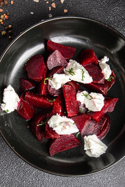 salad beet soft cheese beetroot healthy meal food snack on the table copy space food background