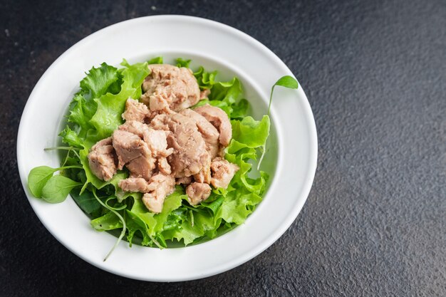 Salad Cod liver mix lettuce leaves fish seafood omega3 fresh meal snack on the table copy space