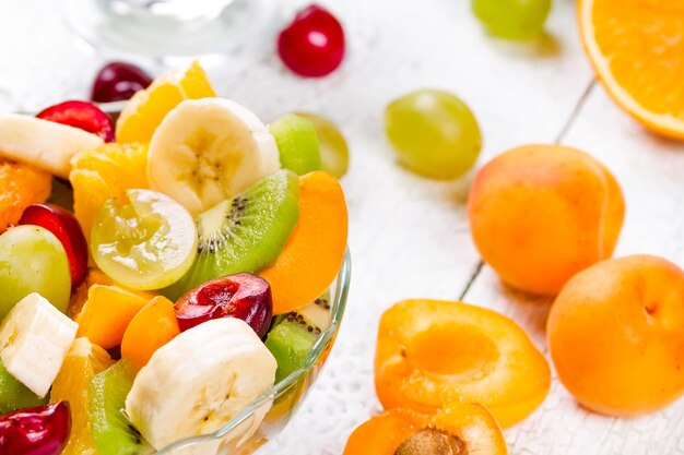 Salad of fresh ripe fruits and berries