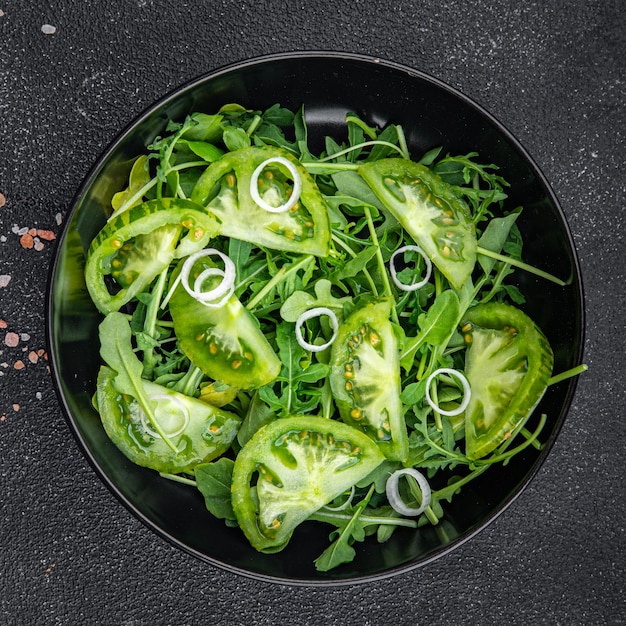 salad green tomato vegetable meal food snack on the table copy space food background rustic top