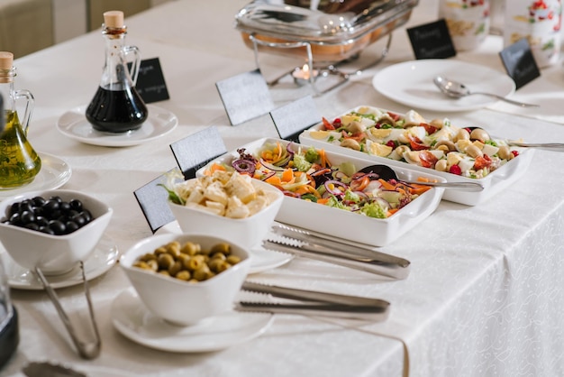 Salad mix on buffet table