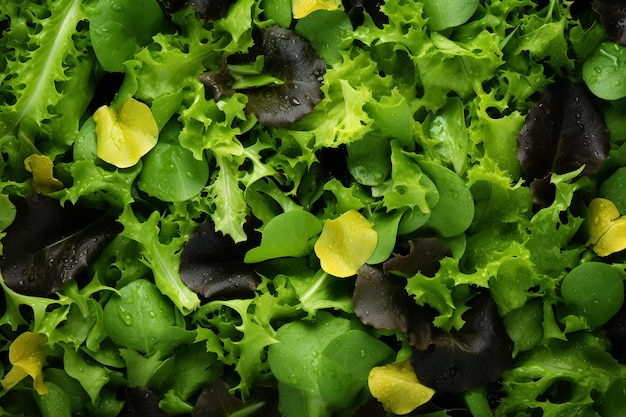 Salad Mix with Fresh Greens Background