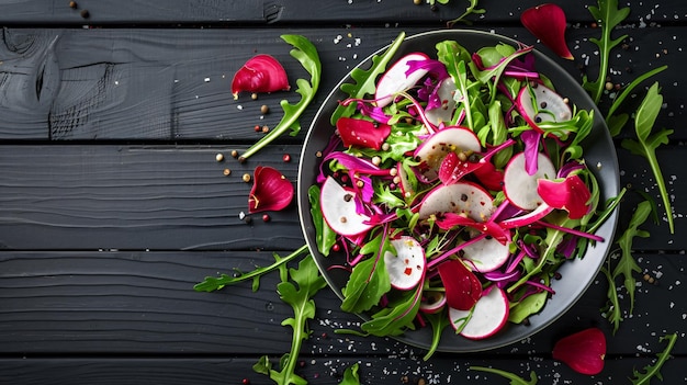 Photo a salad of radishes and radishes are on a table