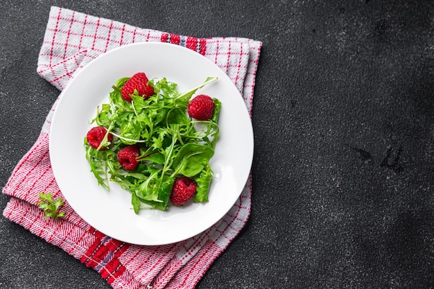 salad raspberry green leaves mix salad healthy meal food snack on the table copy space food