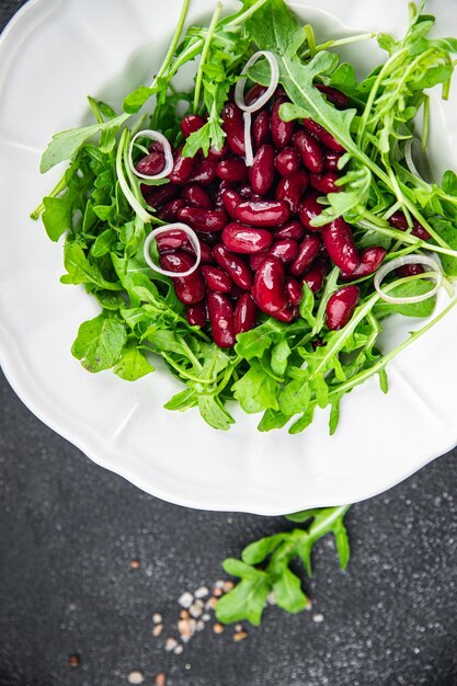 salad red bean legume snack arugula green lettuce leaf appetizer meal food on the table copy space