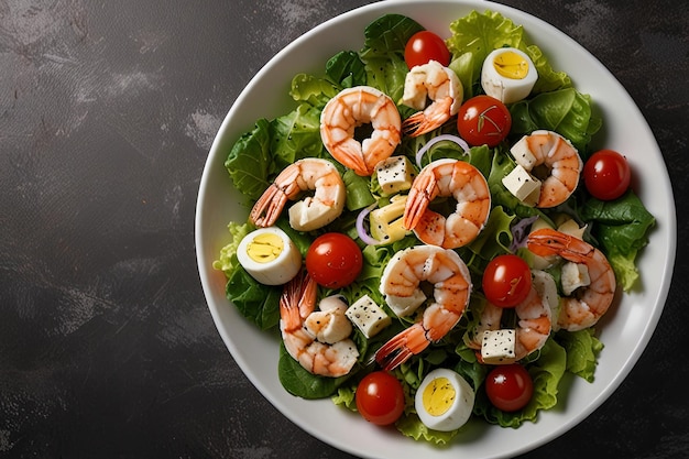 Photo a salad of shrimp shrimp and lettuce