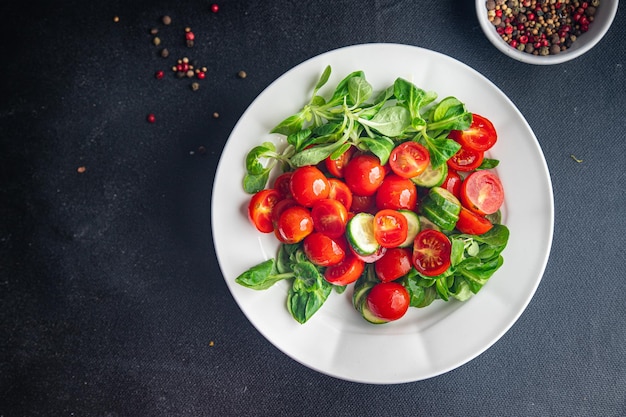 salad tomatoe cherry fresh healthy meal food snack on the table copy space food background