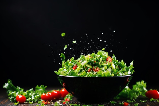 Photo salad top view photos background and copy space