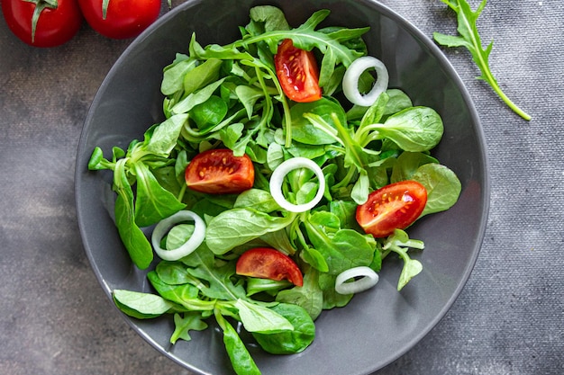 salad vegetable tomato, onion, lettuce mix, mache green fresh healthy meal food snack diet