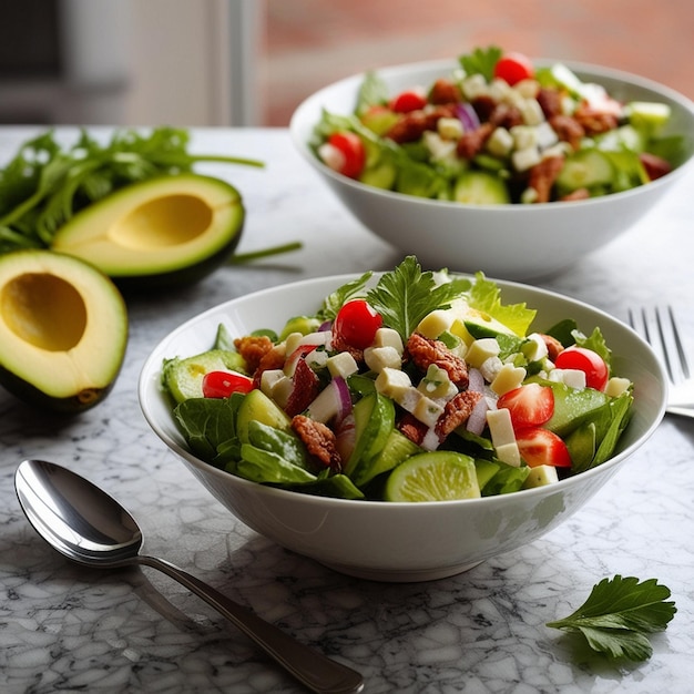 a salad with avocado avocado and avocado