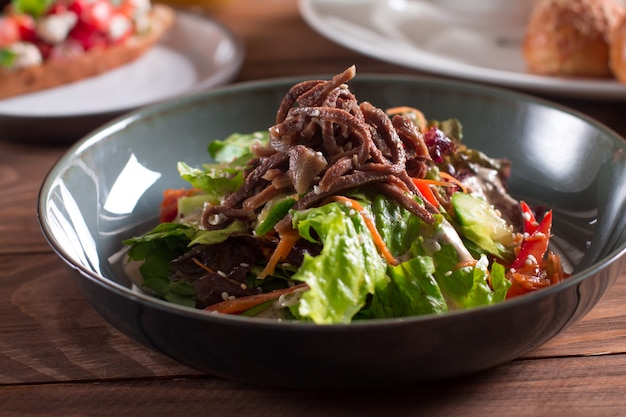 Salad with Beef Tongue and Vegetables