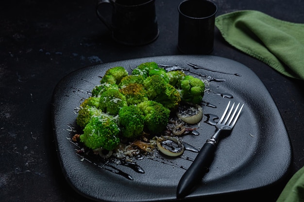 Salad with broccoli onions and walnuts