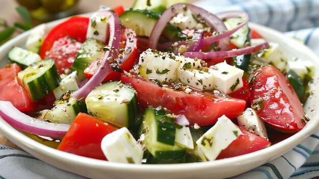 Photo a salad with cucumbers tomatoes and cucumber