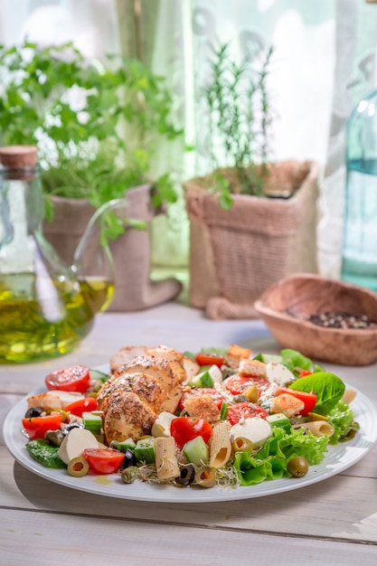 Salad with feta cheese and olives