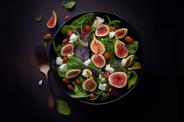 Salad with figs and cheese and nuts Generative Ai