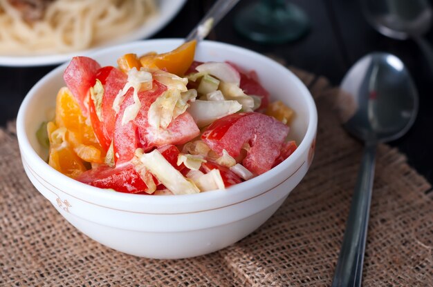 Salad with fresh cabbage