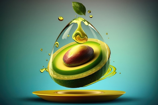 Salad with levitating avocado Digital art AI generation